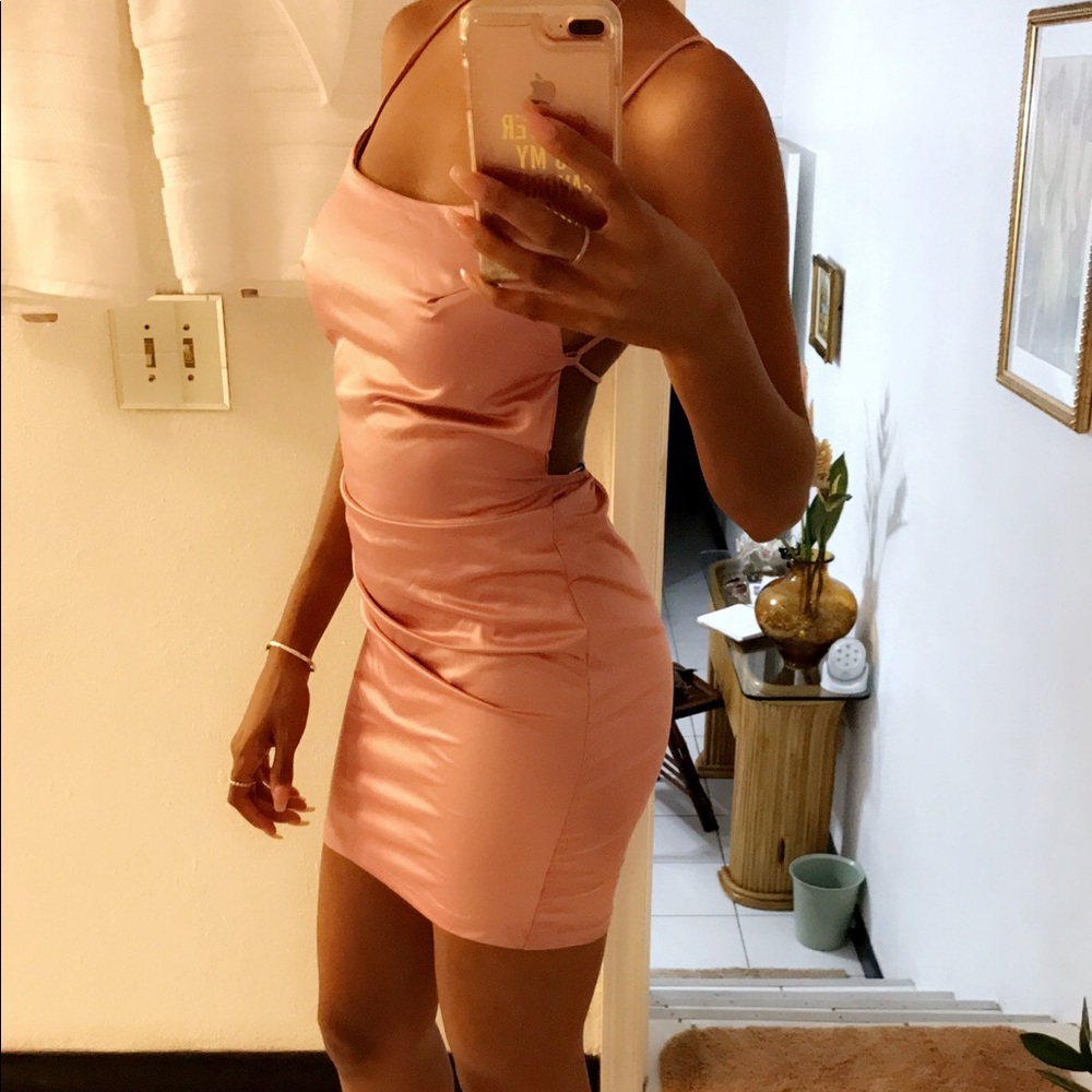 Pink Satin Mini Dress